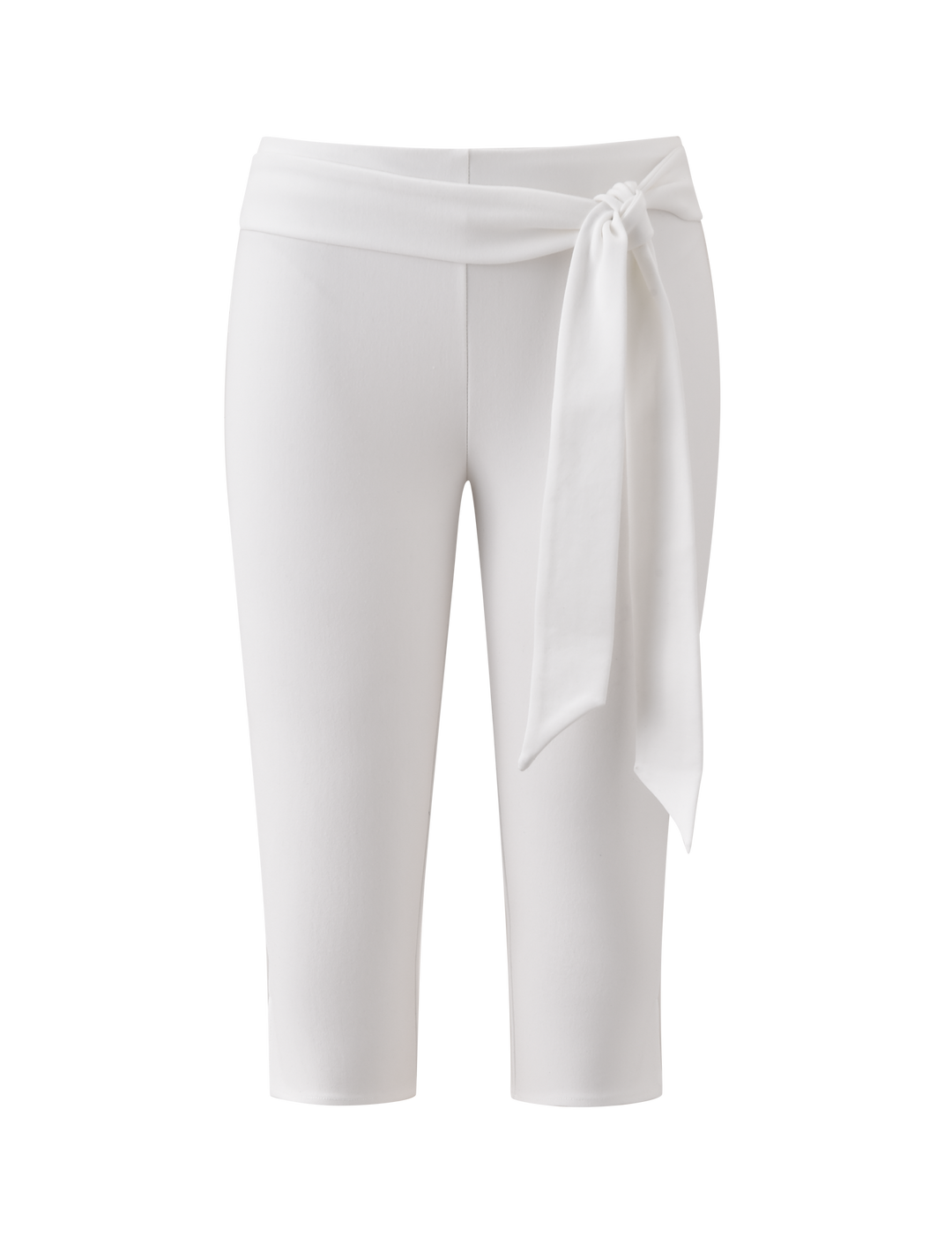 Glamcroft White Capri Pants with Removable Waist Tie