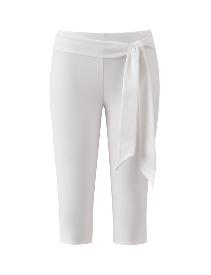 Glamcroft White Capri Pants with Removable Waist Tie