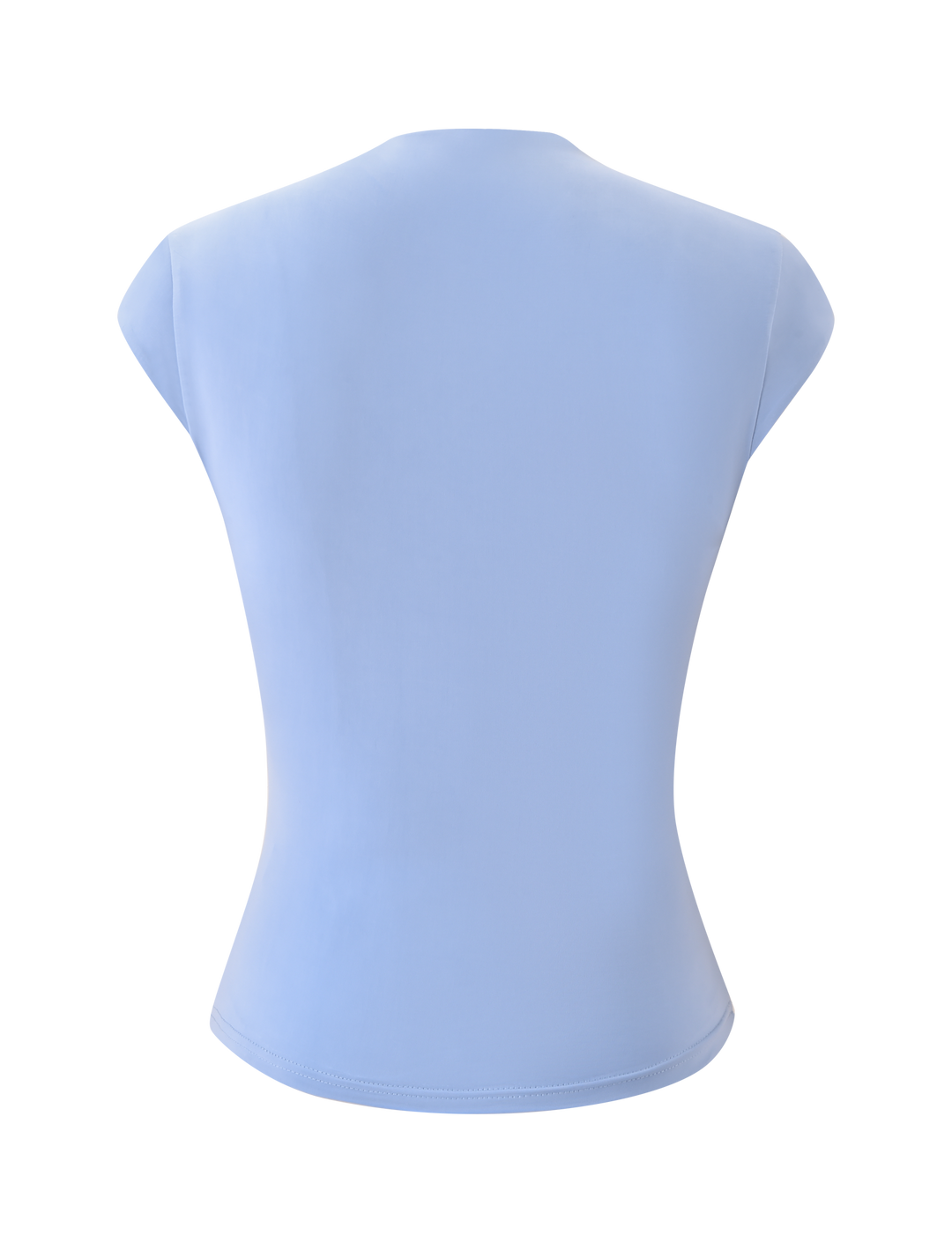 Glamcroft Baby Blue Cap Sleeve Mock Neck Top with Cutout