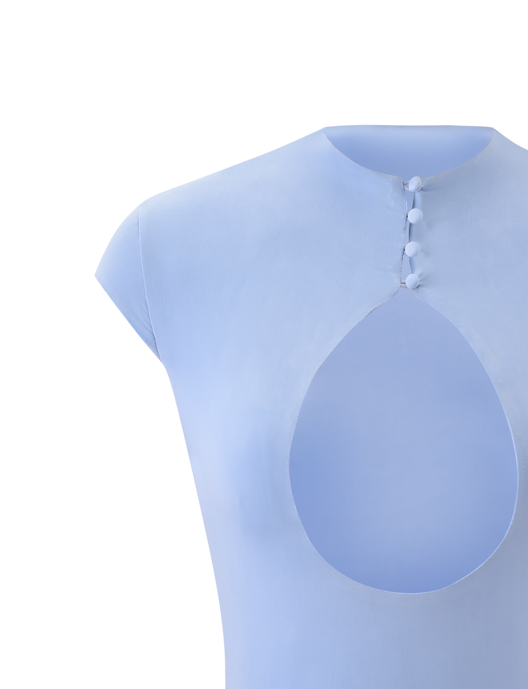 Glamcroft Baby Blue Cap Sleeve Mock Neck Top with Cutout