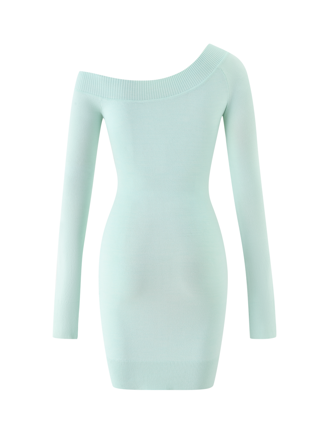 Glamcroft Mini Dress Mint Green Long Sleeve Knit Fitted