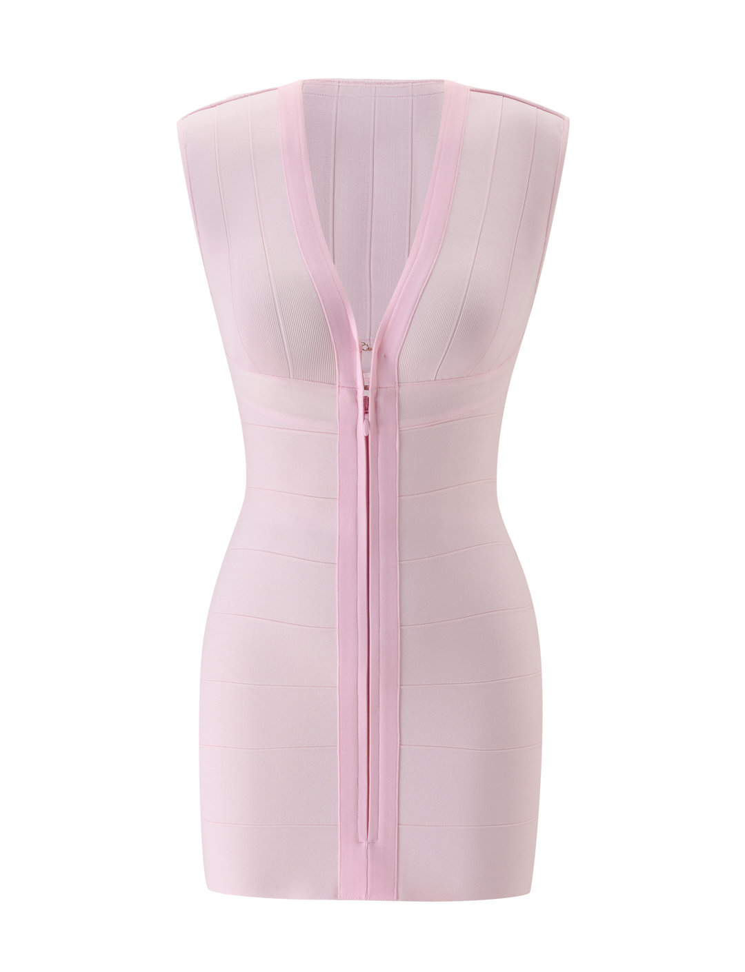 Glamcroft Mini Dress Baby Pink Body-Hugging Fit V-Neck