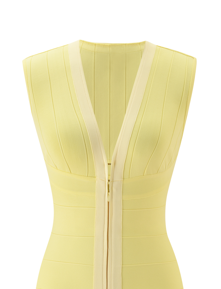 Glamcroft Mini Dress Butter Yellow Body-Hugging Fit