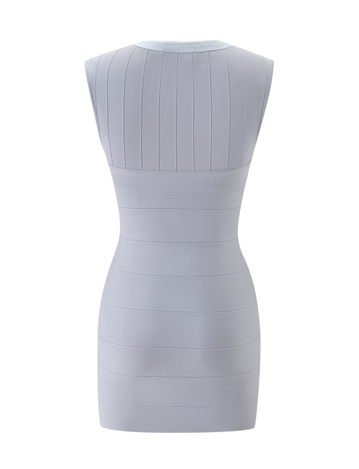 Glamcroft Mini Dress Dove Grey Body-Hugging Fit V-Neck