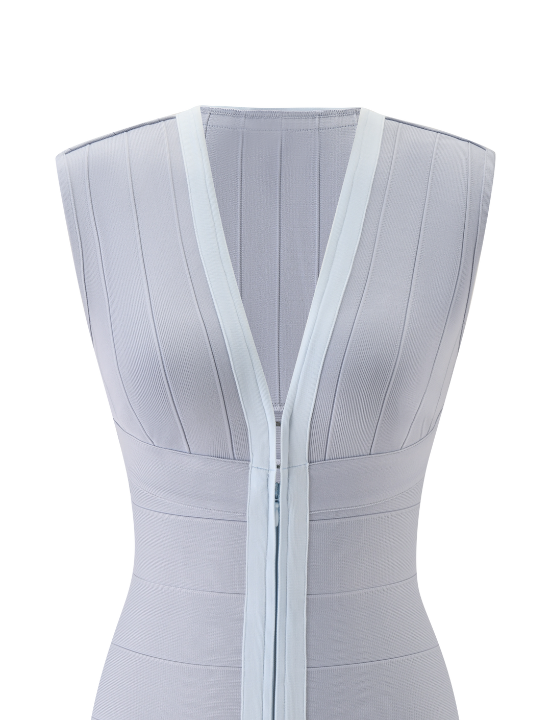 Glamcroft Mini Dress Dove Grey Body-Hugging Fit V-Neck
