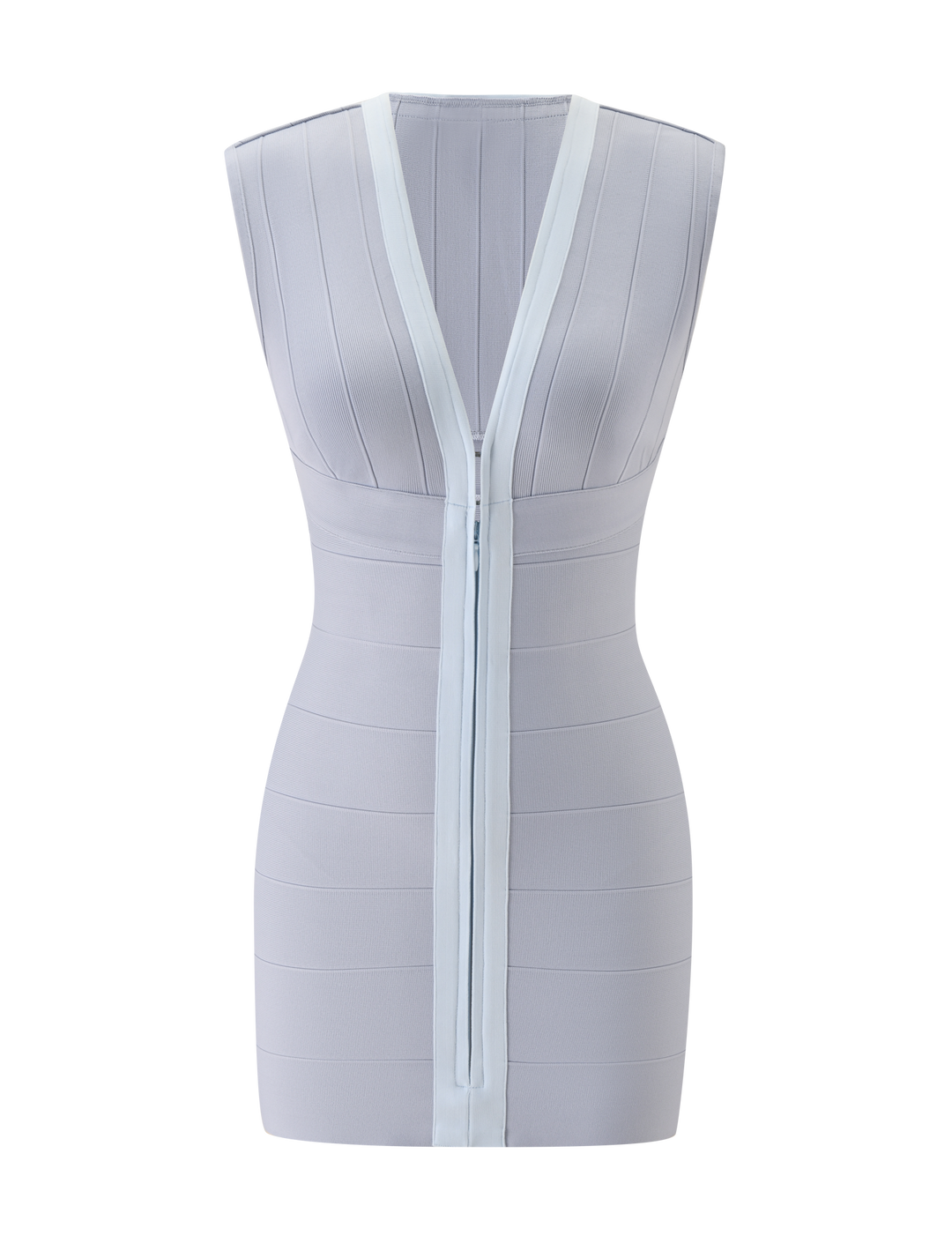 Glamcroft Mini Dress Dove Grey Body-Hugging Fit V-Neck