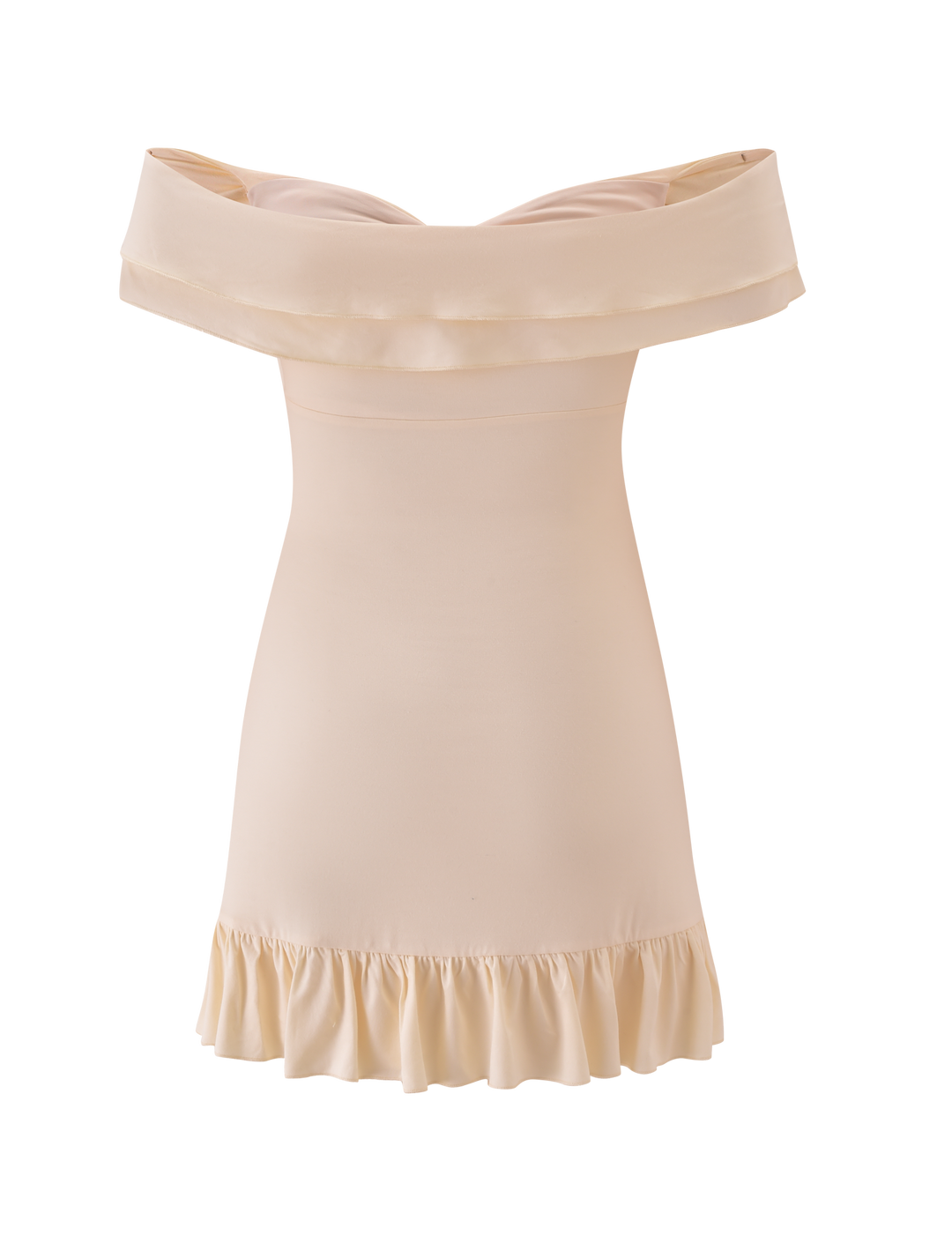 Glamcroft Mini Dress Cream Off-the-Shoulder Sweetheart Neckline