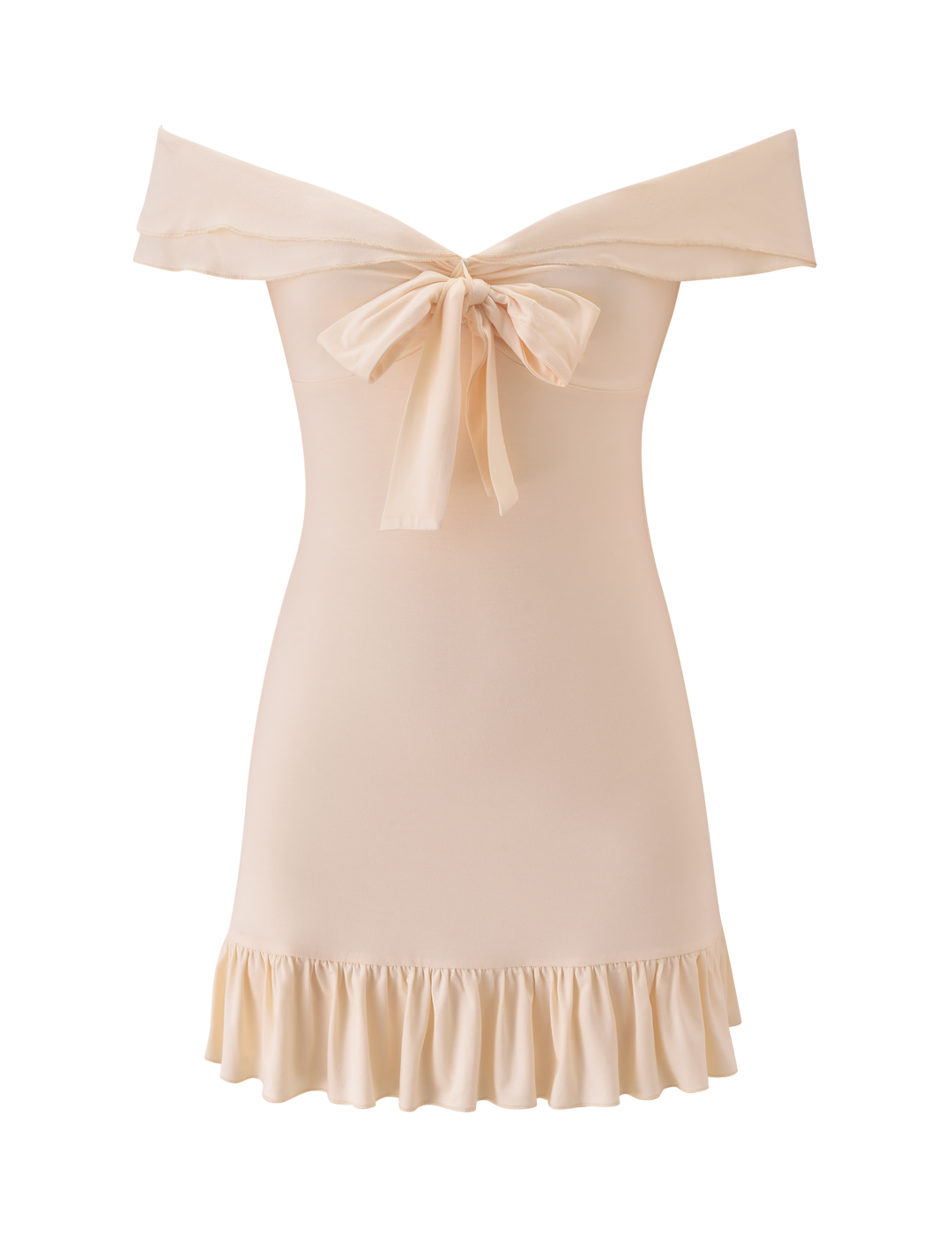 Glamcroft Mini Dress Cream Off-the-Shoulder Sweetheart Neckline
