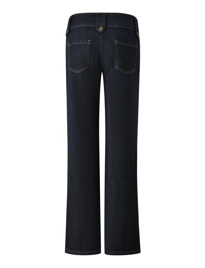 Glamcroft Denim Pants Dark Wash Flared Leg Low Rise