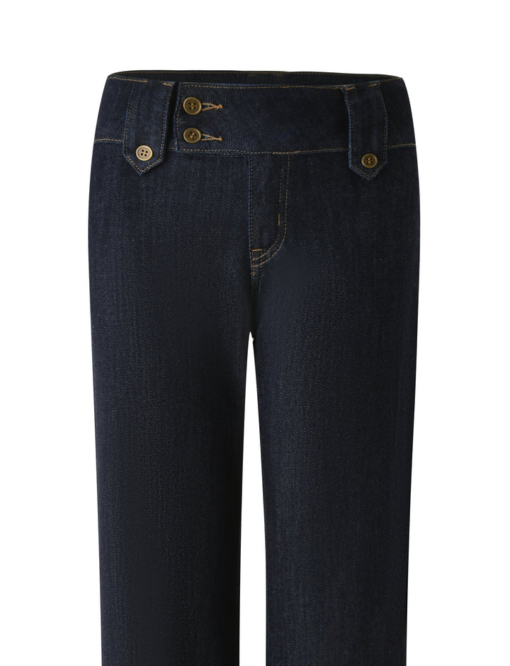 Glamcroft Denim Pants Dark Wash Flared Leg Low Rise