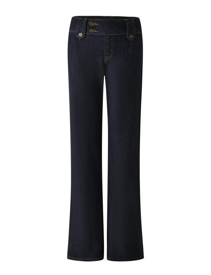 Glamcroft Denim Pants Dark Wash Flared Leg Low Rise