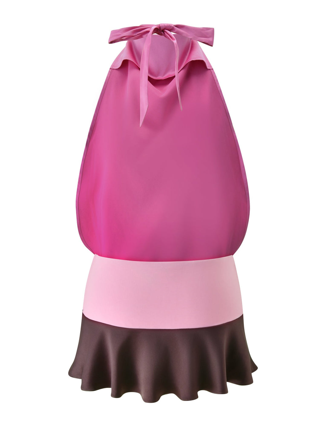 Glamcroft Mini Dress with Tri-Colour Cowl Neck in Wild Berry