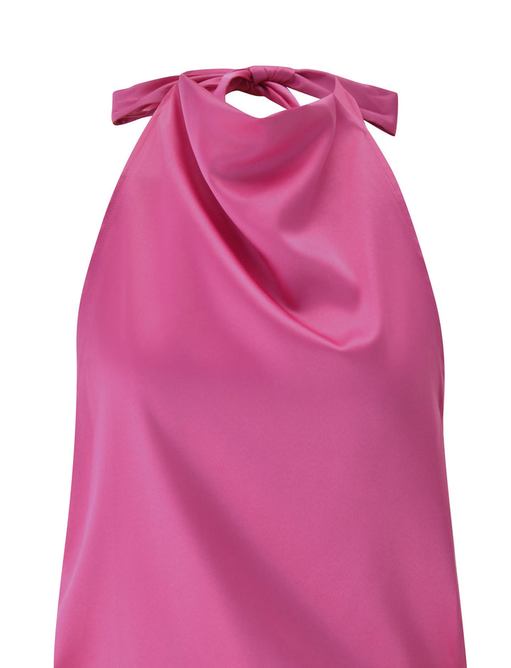 Glamcroft Mini Dress with Tri-Colour Cowl Neck in Wild Berry