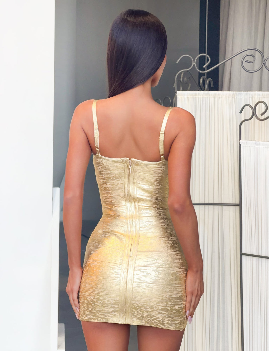 KENZA BANDAGE MINI DRESS - GOLD