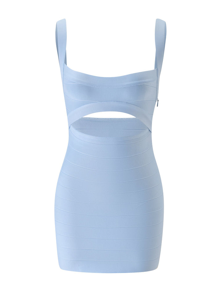 Glamcroft Mini Dress Baby Blue Bodycon with Cutout Detail