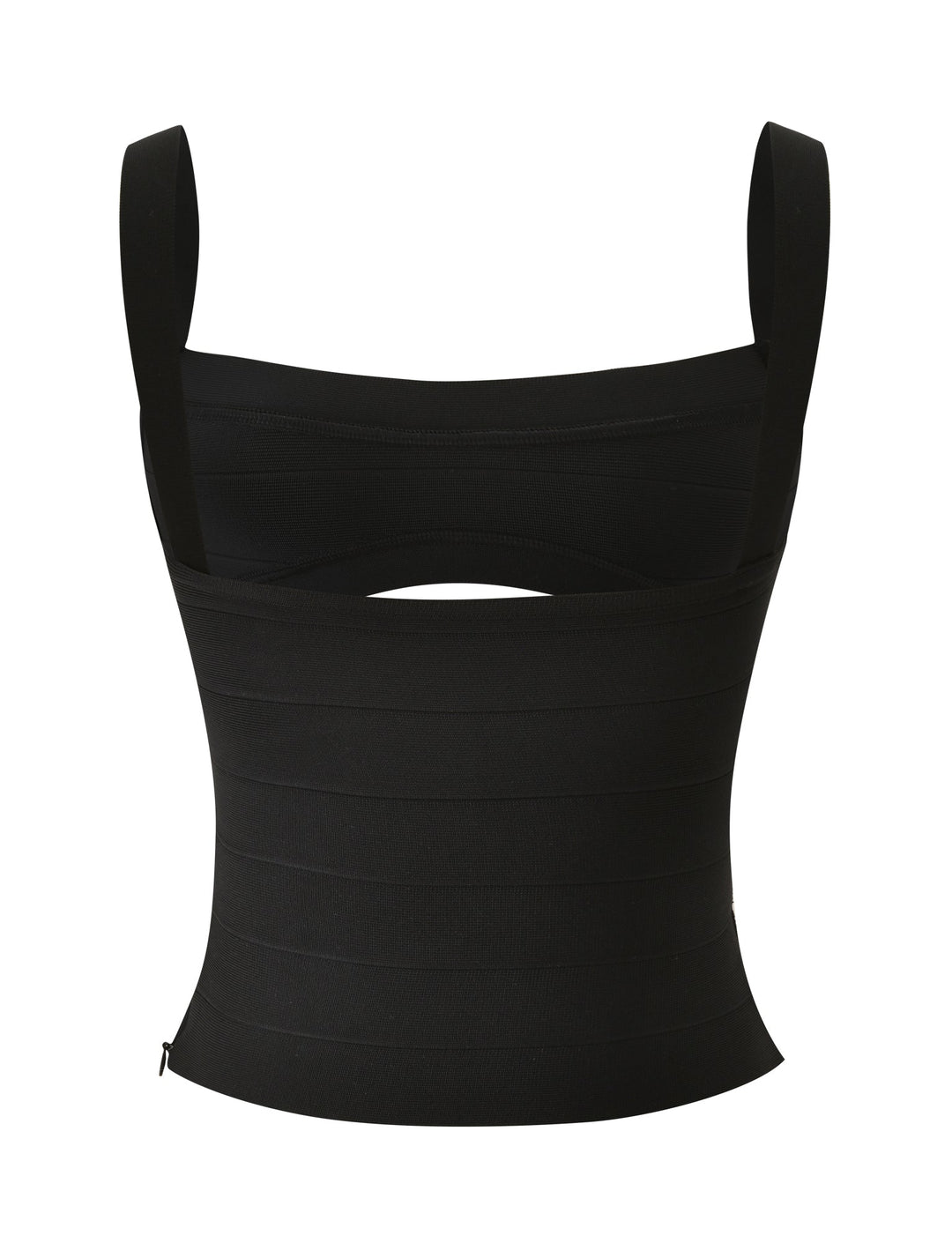 Glamcroft Black Bandage Top with Cutout and Fixed Straps