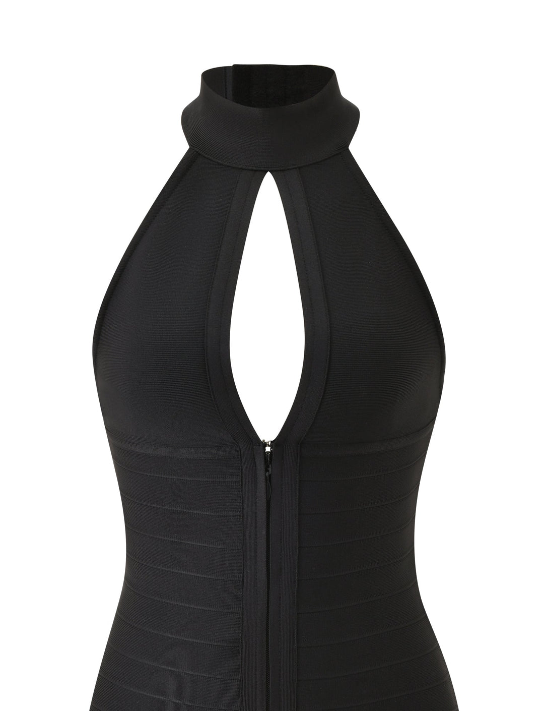 Glamcroft Mini Dress Black Body-Hugging High Neck Fit