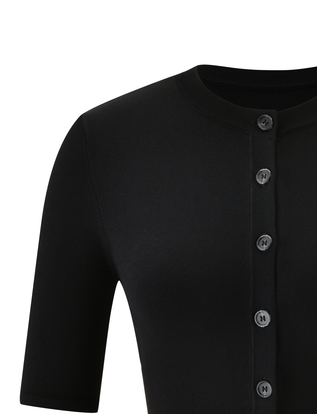 Glamcroft Jumper Cropped Black Cardigan with Faux Shell Buttons