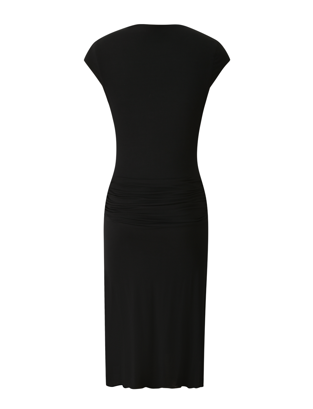 ARIELLA PLUNGE MIDI DRESS - BLACK