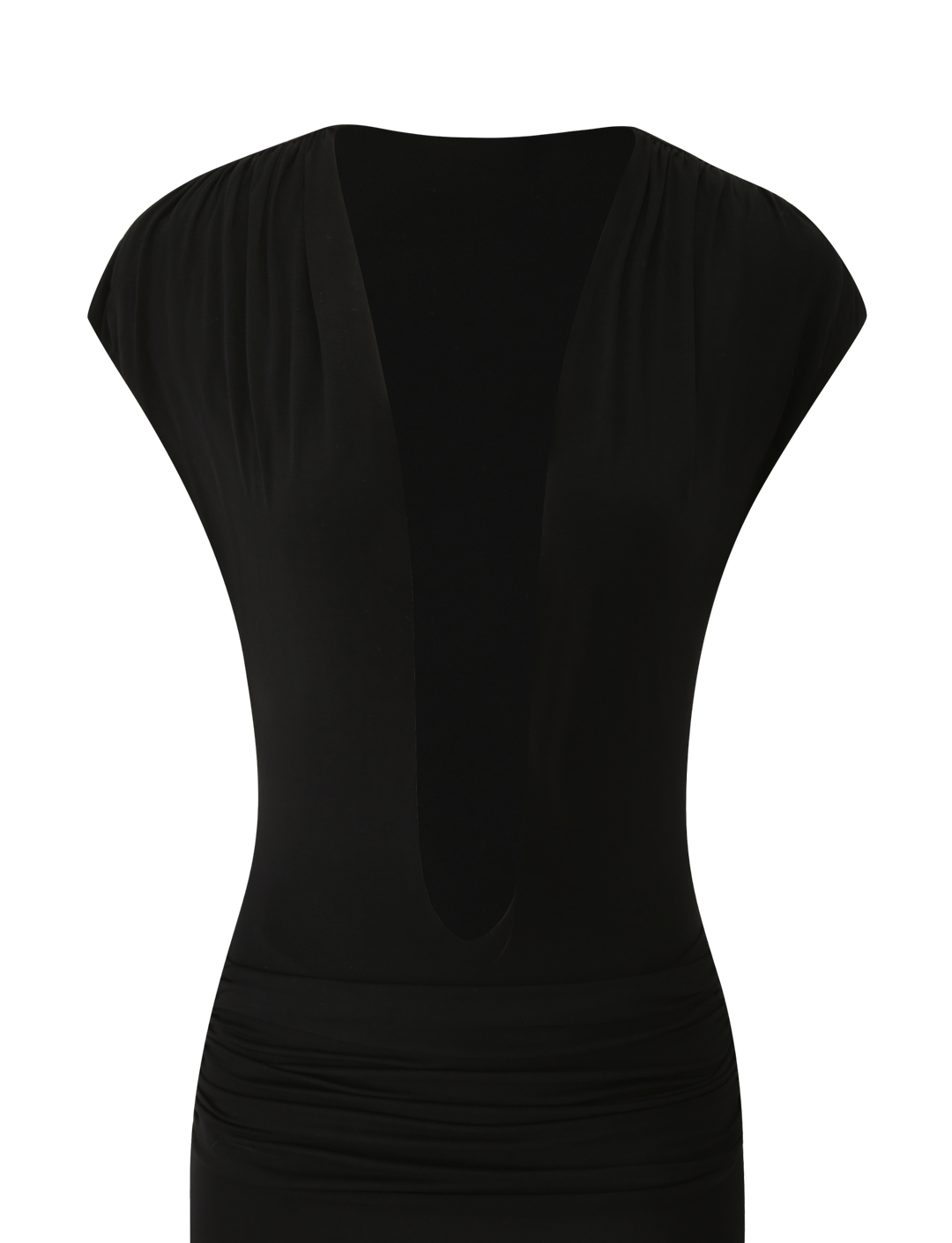 ARIELLA PLUNGE MIDI DRESS - BLACK