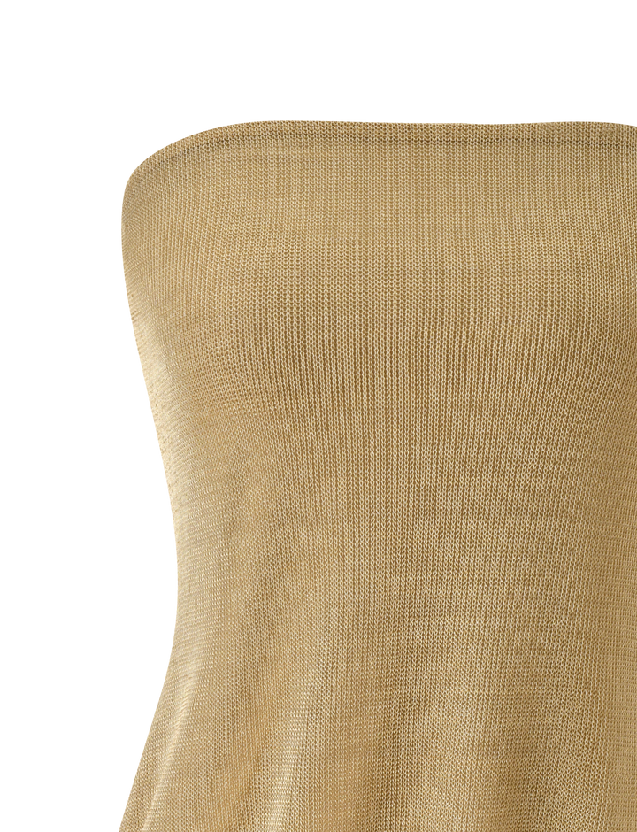 Glamcroft Mini Dress Gold Strapless Bodycon with Blouson Silhouette