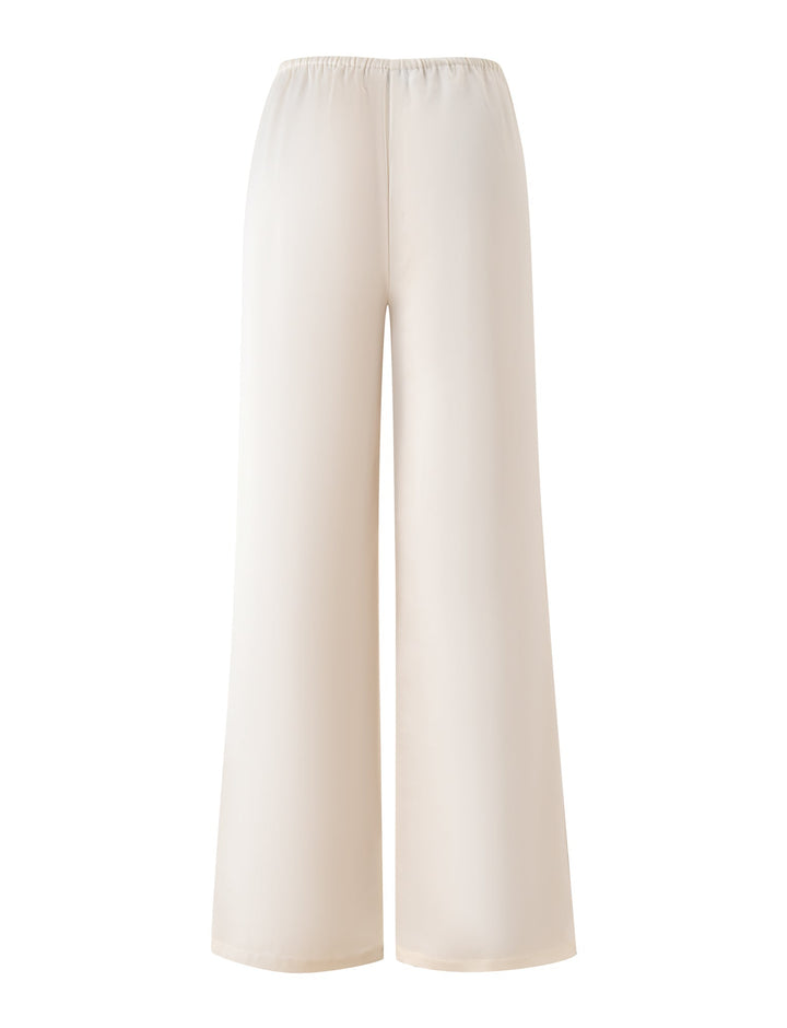 Glamcroft White Wide Leg Pants with Adjustable Drawstring