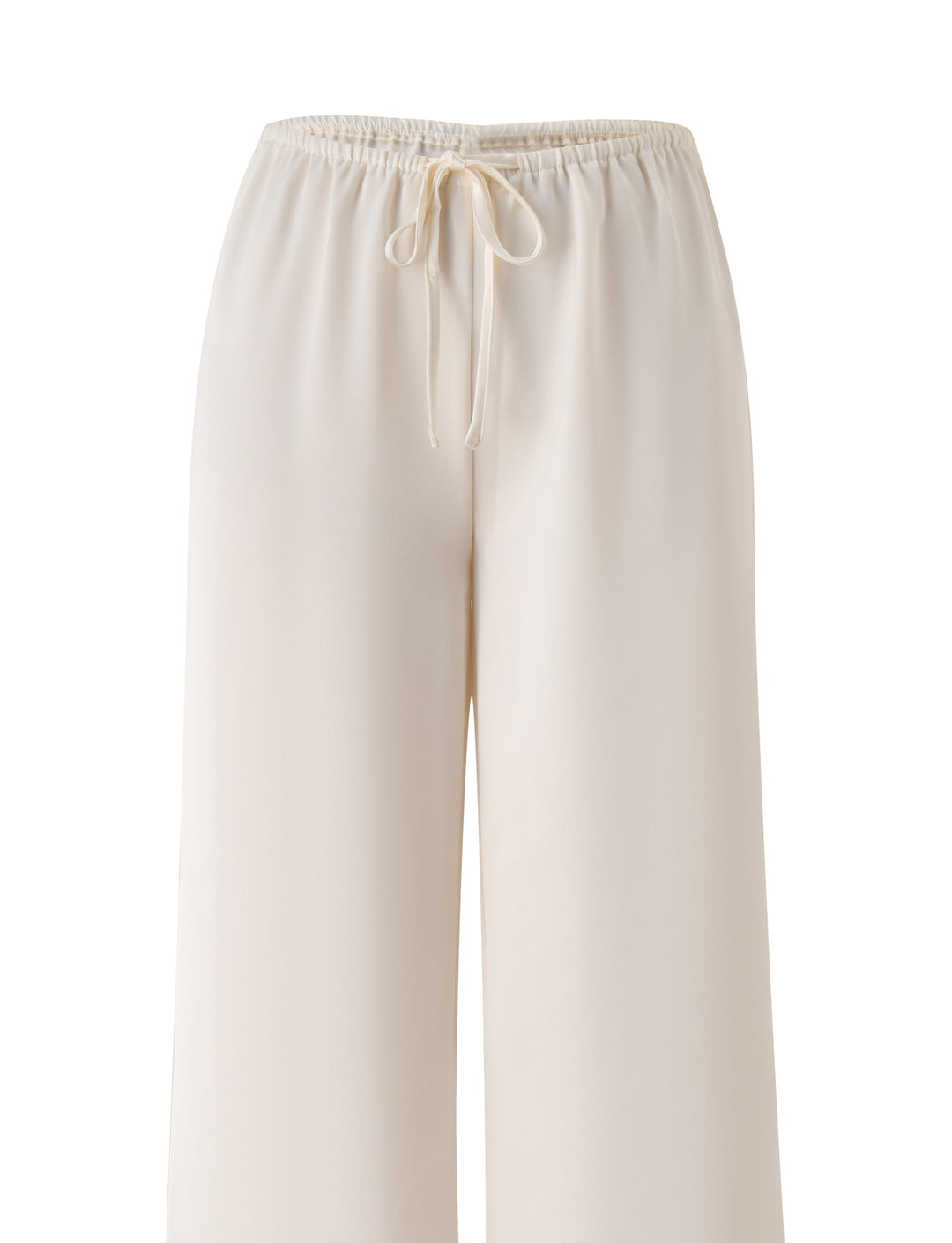 Glamcroft White Wide Leg Pants with Adjustable Drawstring