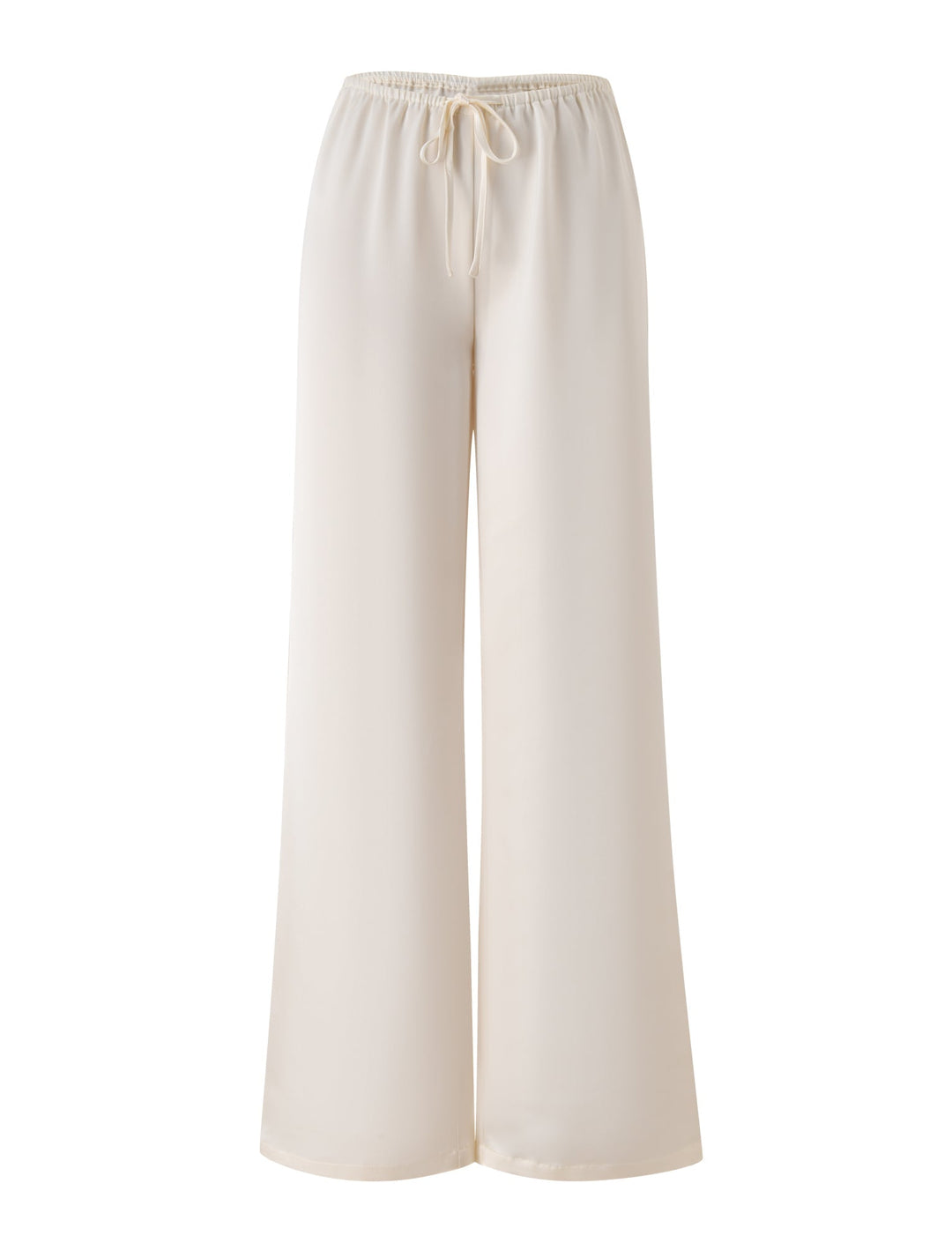 Glamcroft White Wide Leg Pants with Adjustable Drawstring