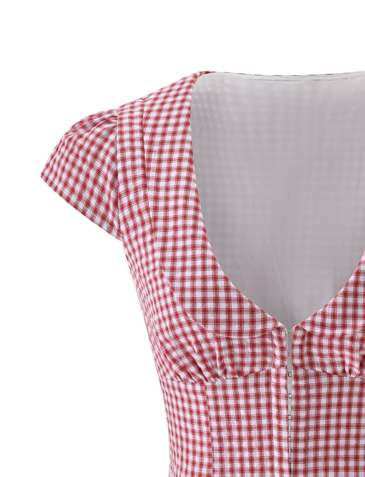 KENSIE TOP - RED GINGHAM