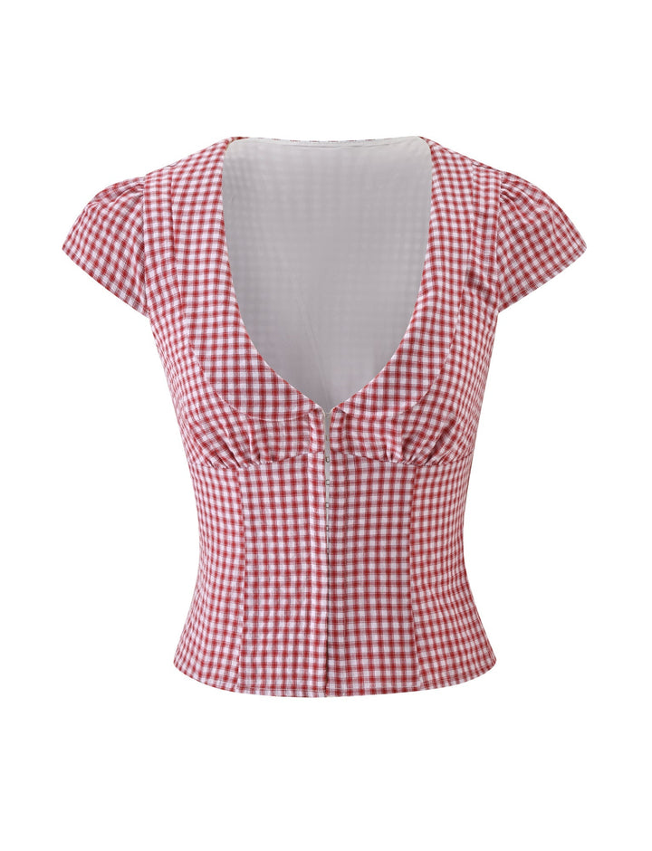 KENSIE TOP - RED GINGHAM