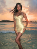 KENZA BANDAGE MINI DRESS - GOLD
