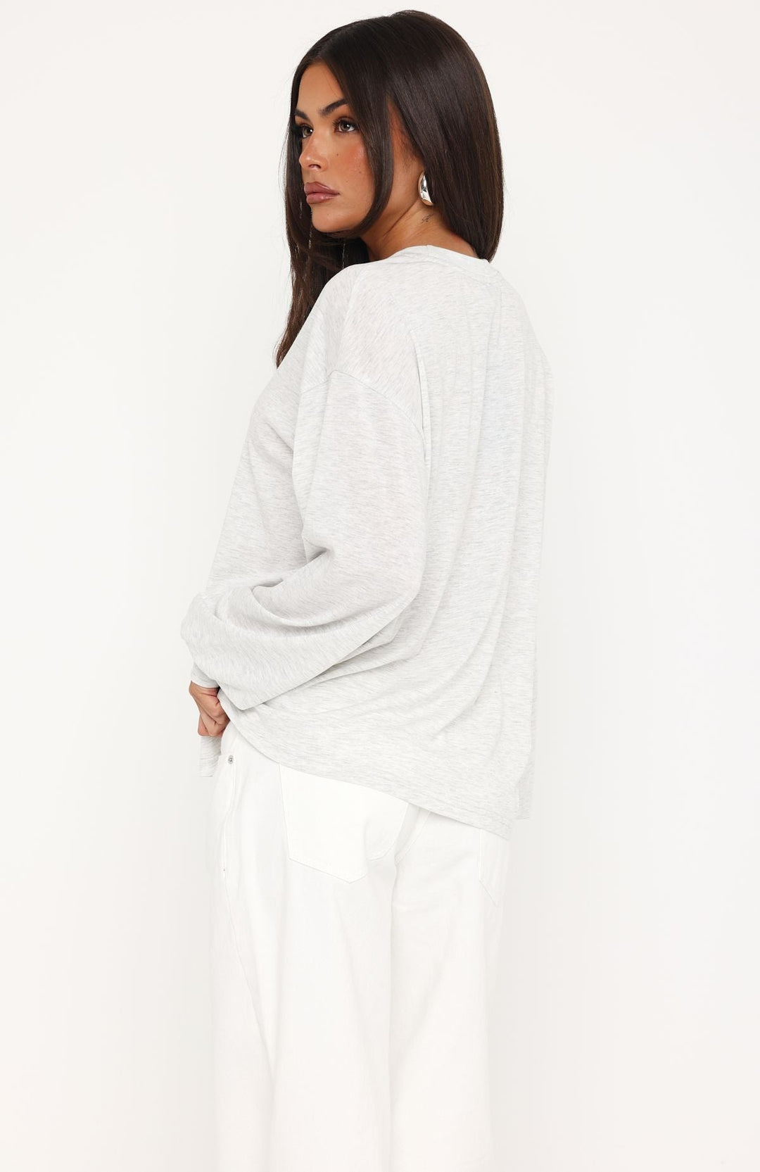 Glamcroft Oversized Long Sleeve Tee Light Grey Marle L/XL, M/L, S/M, XS/S, XXS/XS