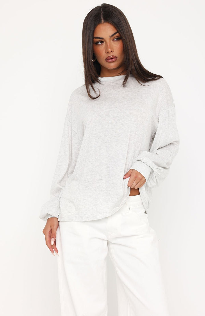 Glamcroft Oversized Long Sleeve Tee Light Grey Marle L/XL, M/L, S/M, XS/S, XXS/XS