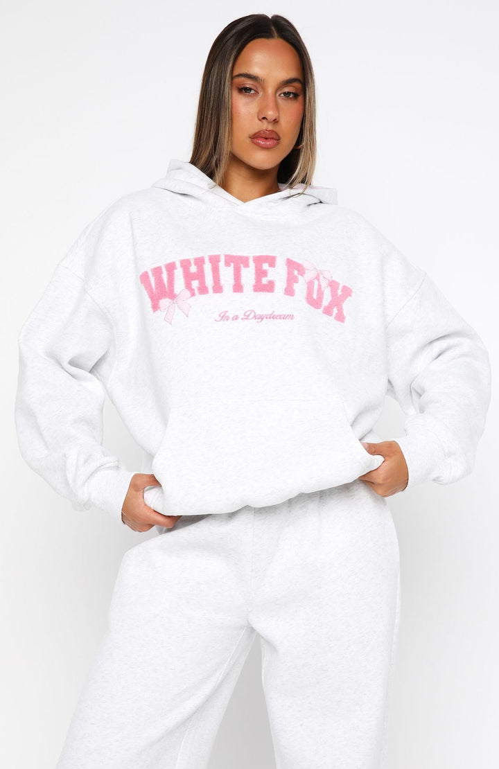 Glamcroft Oversized Hoodie Grey Marle with Polka Dot Lining