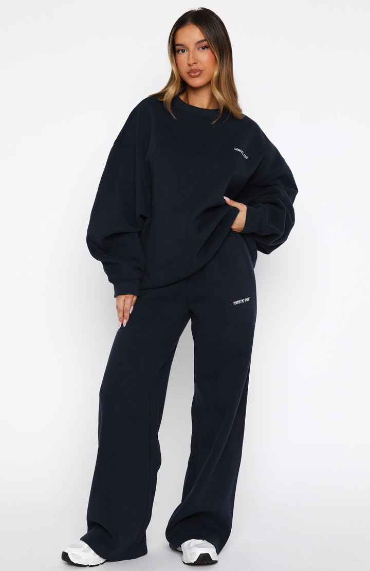 Glamcroft Oversized Sweater Dark Navy with Ribbed Details