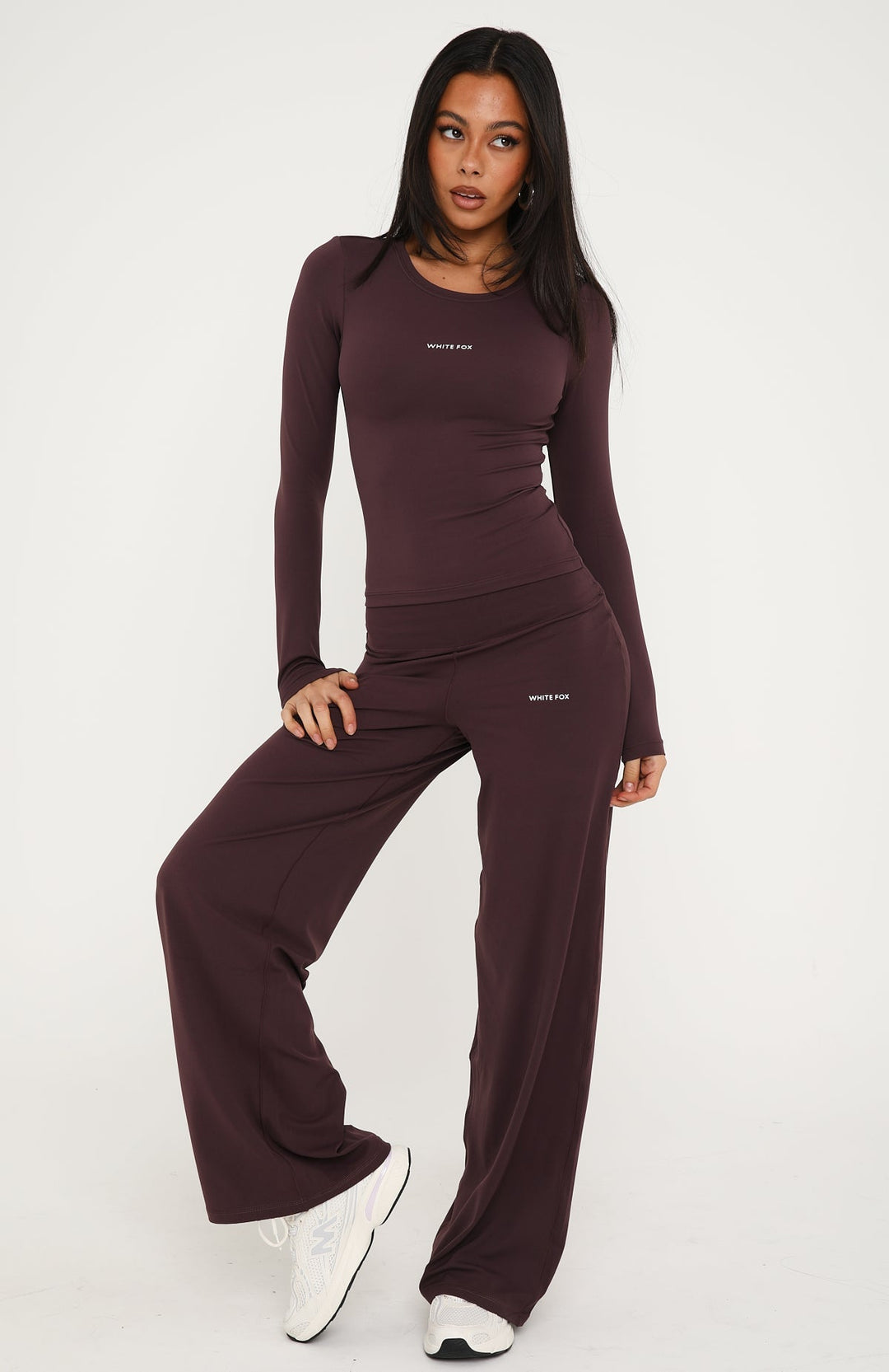 Glamcroft Long Sleeve Baby Tee Plum with Scoop Neckline
