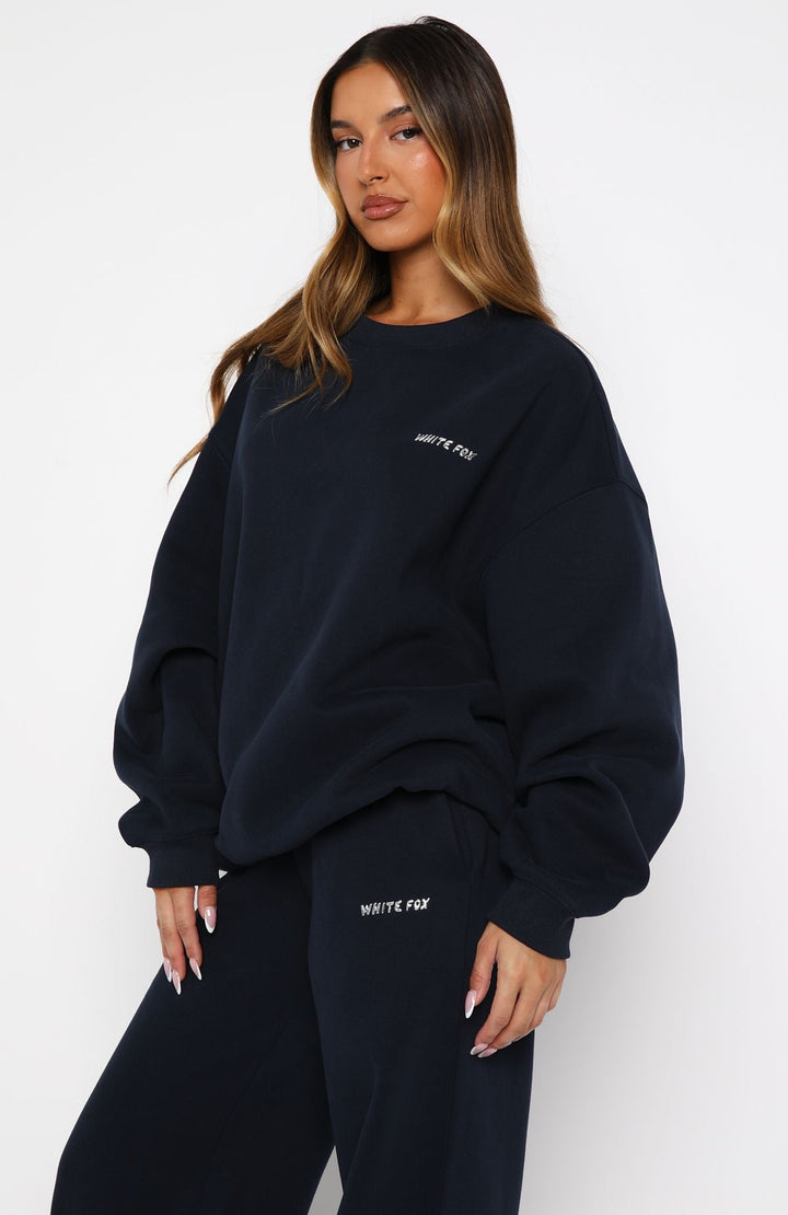 Glamcroft Oversized Sweater Dark Navy with Ribbed Details