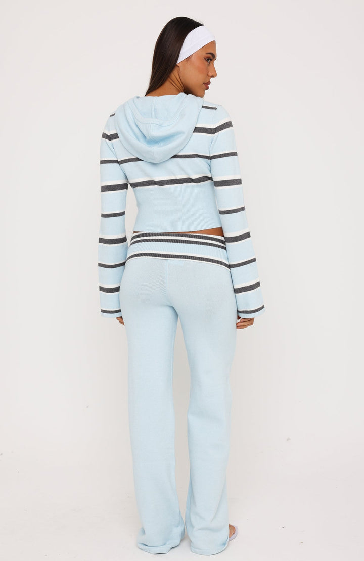 Glamcroft Pants Baby Blue Stripe Fold-Over Waistband
