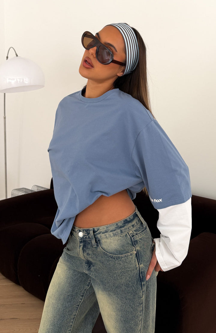 Glamcroft Long Sleeve Layered Tee with Oversized Fit