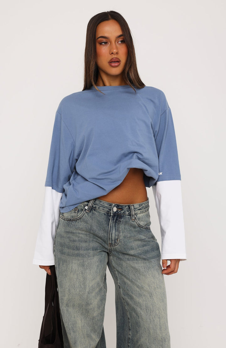 Glamcroft Long Sleeve Layered Tee with Oversized Fit