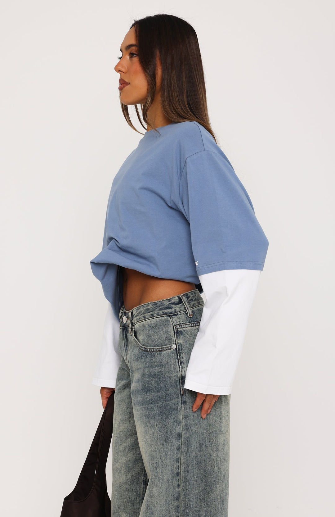 Glamcroft Long Sleeve Layered Tee with Oversized Fit