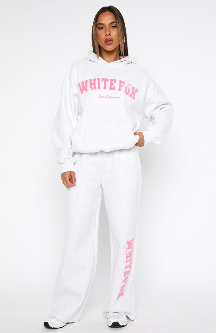 Glamcroft Oversized Hoodie Grey Marle with Polka Dot Lining
