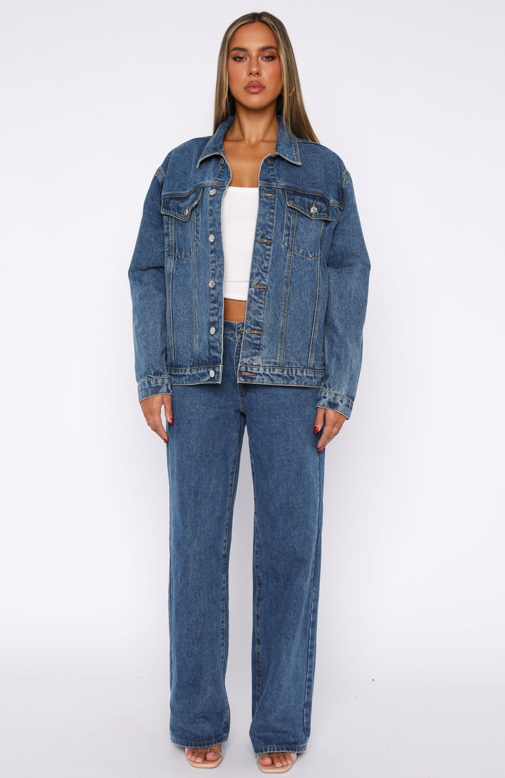 Glamcroft Denim Low Rise Wide Leg Jeans Admiral Blue