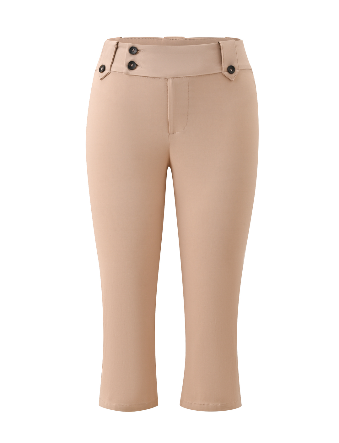 Glamcroft Pants Tan Khaki Capri with Button Fastening