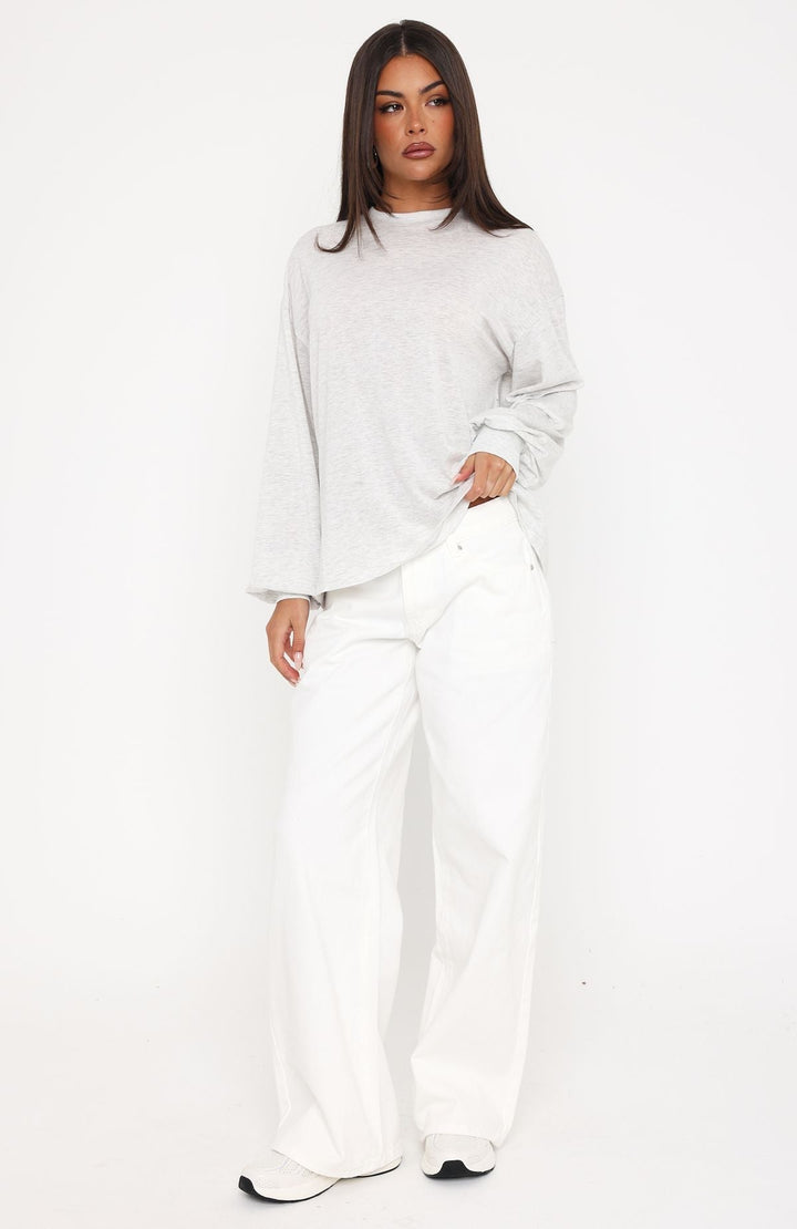 Glamcroft Oversized Long Sleeve Tee Light Grey Marle L/XL, M/L, S/M, XS/S, XXS/XS