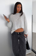 Glamcroft Oversized Long Sleeve Tee Light Grey Marle L/XL, M/L, S/M, XS/S, XXS/XS