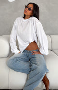 Glamcroft Oversized Long Sleeve Tee with Crew Neckline