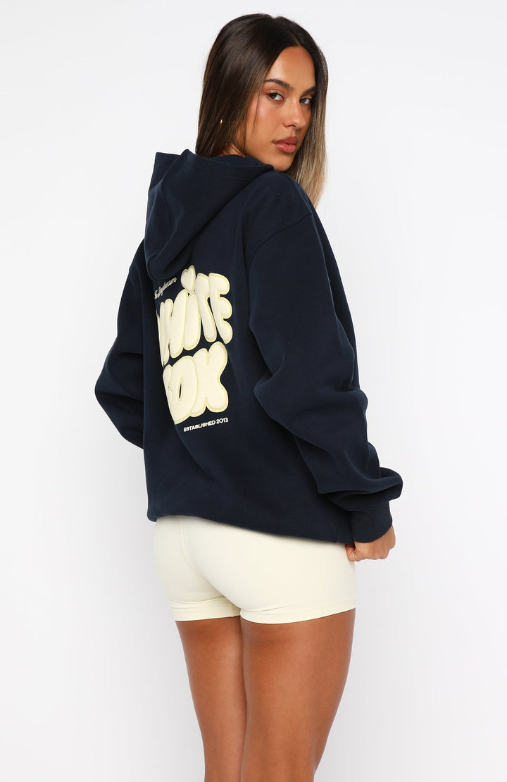 Glamcroft Outerwear Oversized Hoodie with Front Pocket Navy