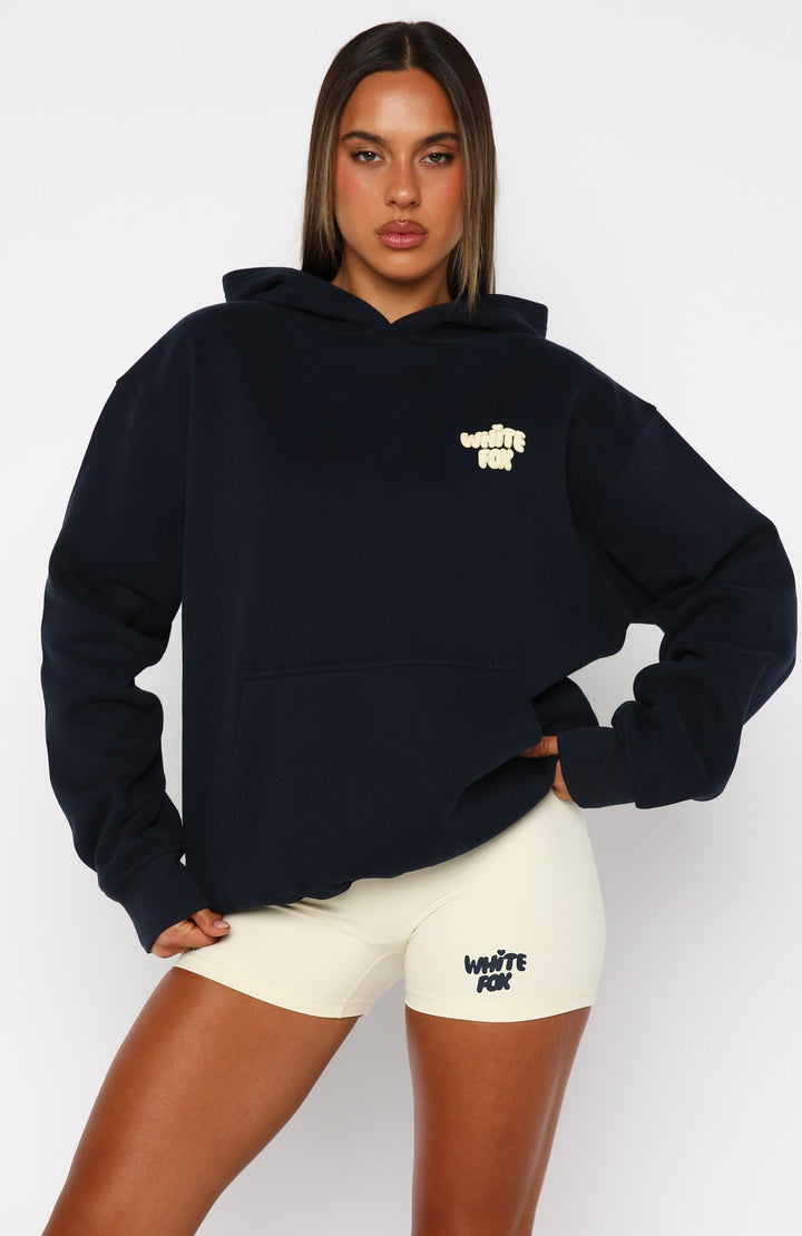 Glamcroft Outerwear Oversized Hoodie with Front Pocket Navy
