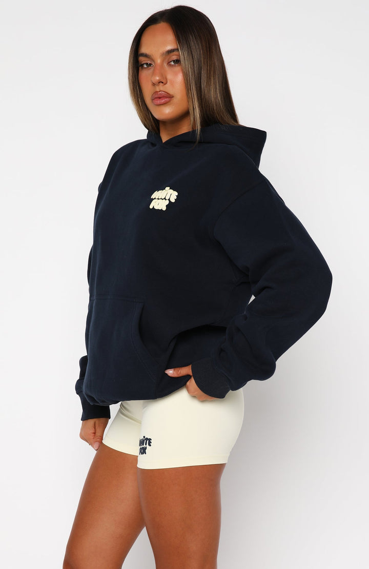 Glamcroft Outerwear Oversized Hoodie with Front Pocket Navy